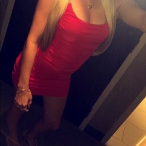 Red Joyce Leslie dress.